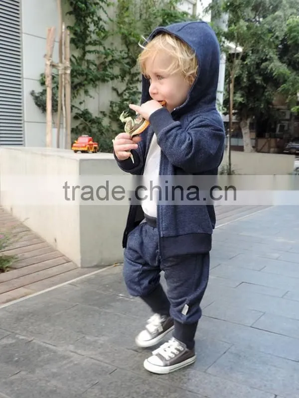 wholesale children's boutique clothing high quality children clothes custom baby boy blue zipped hoodies