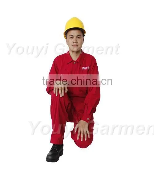 workers flame retardant red coveralls