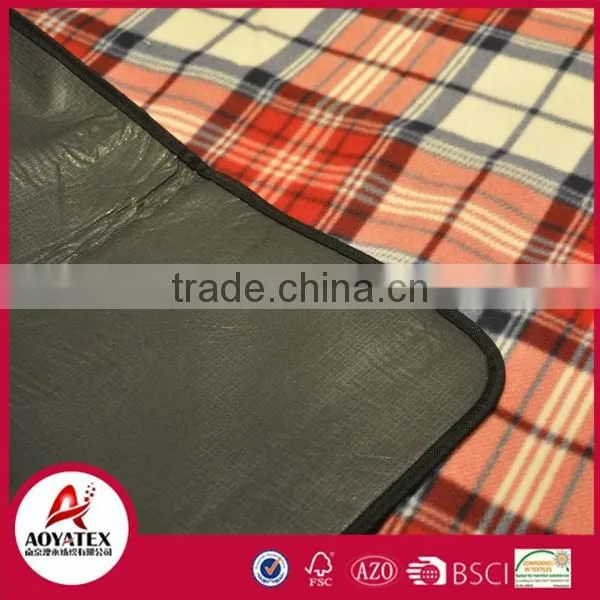 Rolling package check pattern polar fleece picnic blanket