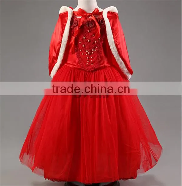 Hot selling girls's dress Christmas dress with shawl Kids girl dress wholesale with hoodies