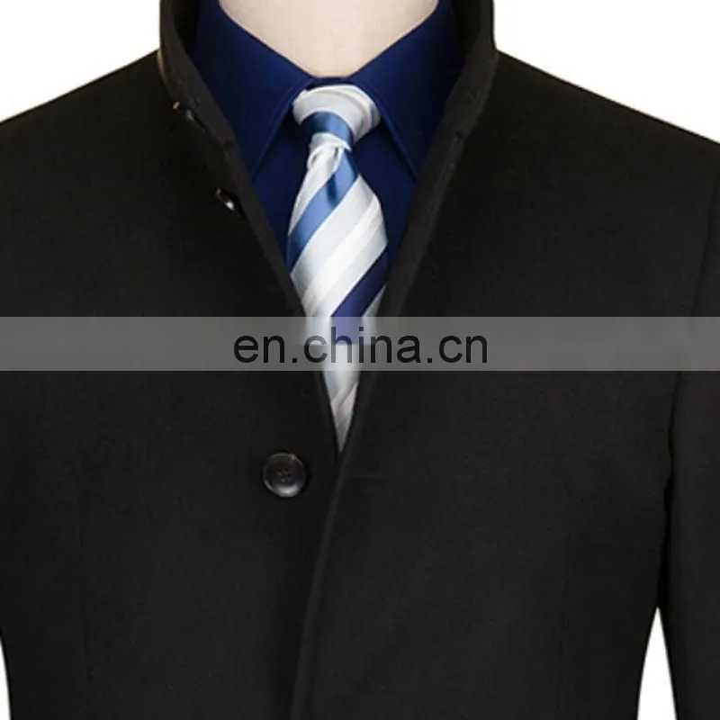 High quality fashion men's wool overcoat slim fit pure color trench coat