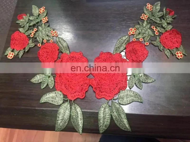 wholesale collars in stock embroidery designs flower neck lace polyester neck design in pair collar lace
