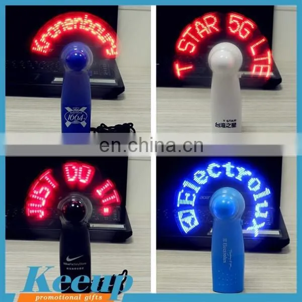 Personalized LED flashing message Pocket Fan with lanyard