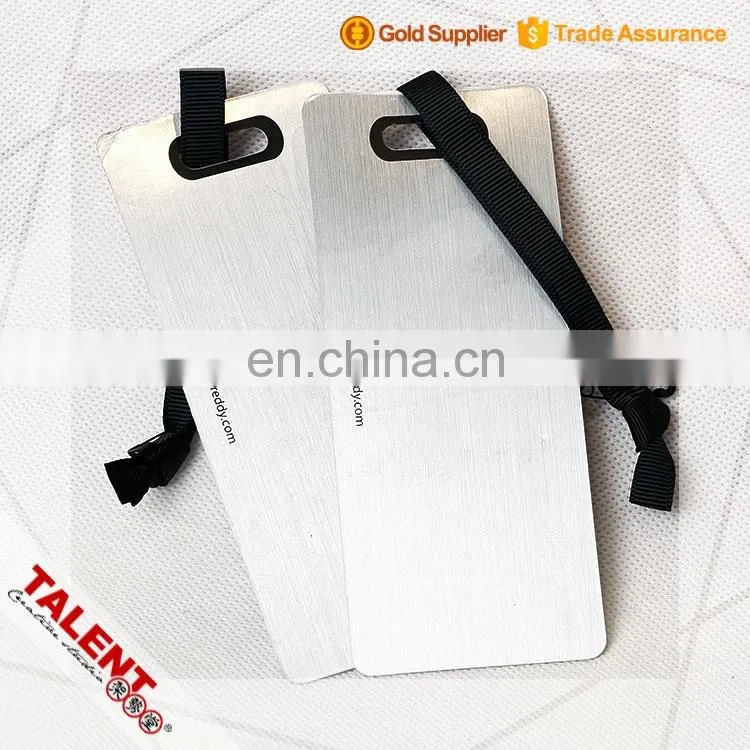 The private custom stainless steel wiredrawing specialty paper silk printing hangtag