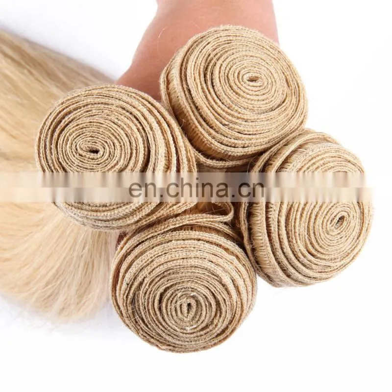 8A Silky Honey Blonde Brazilian Straight Hair 613 Remy Weave Bundles Human Hair