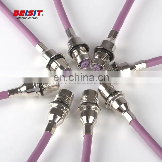 Electrical Cable Connectors 3 4 5 6 8 9 12 pins IP67 Female For Robot M12 Waterproof