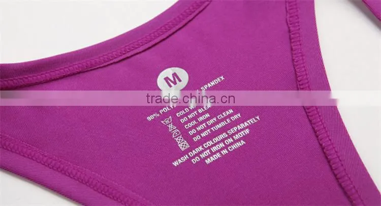 90% Polyester 10% Spandex SEXY Back Design fitness wear mini t-shirt vest (sports t-shirt)