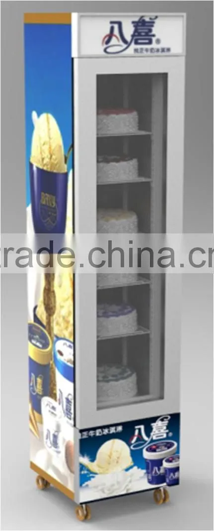 Slim single door freezer ice cream upright freezer