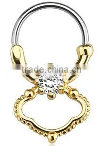 CZ septum clicker nose piercing Body Jewelry