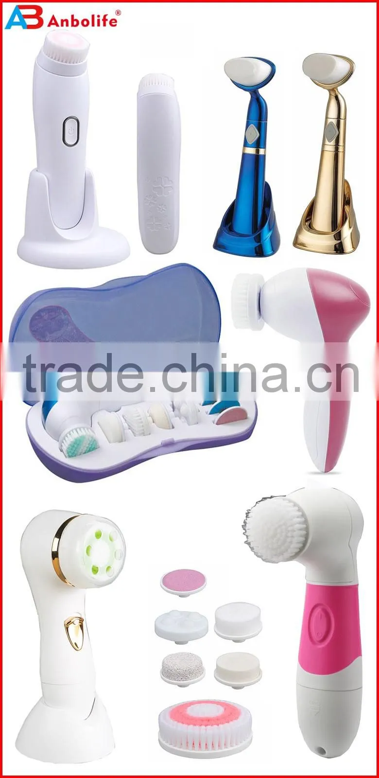 Waterproof facial cleansing sonic facial brush