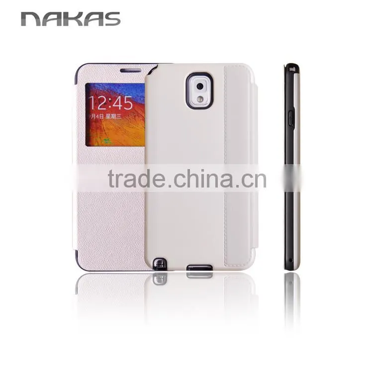 window smart view leather flip phone cover for Samsung galaxy note 3