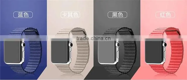 Adjustable Magnetic Closure link bracelet Genuine leather loop For Apple Watch strap