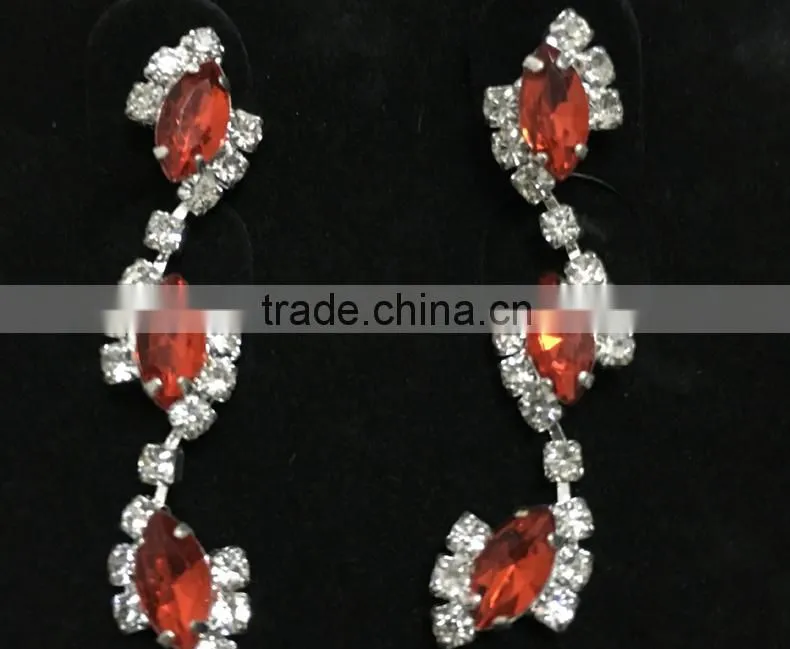 Factory wholesale 2016 new design red crystal rhinestone jewelry set