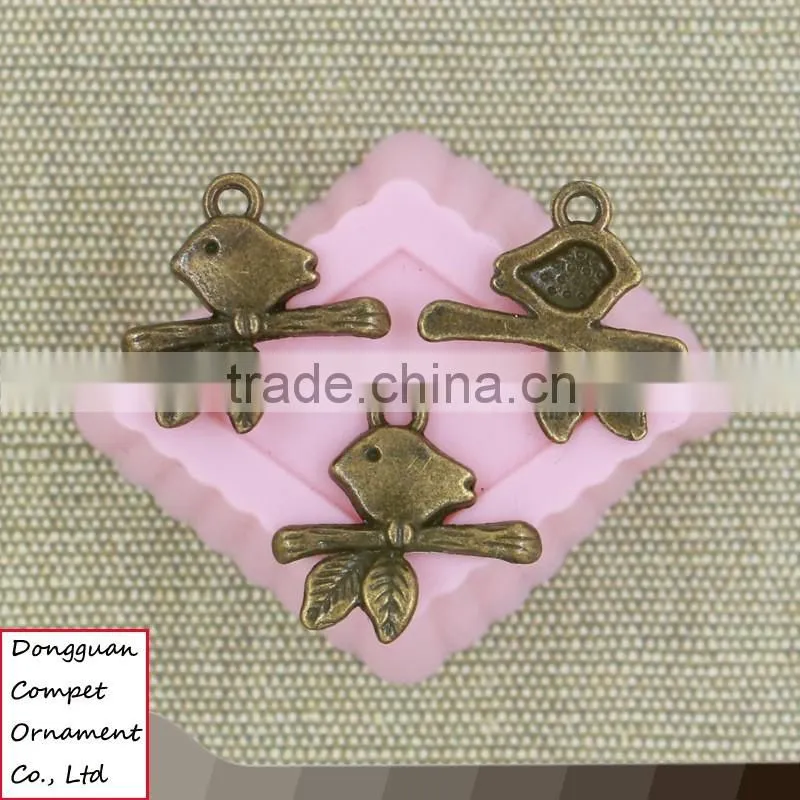 Wholesale ancient bronze diy accessories branches and bird pendant