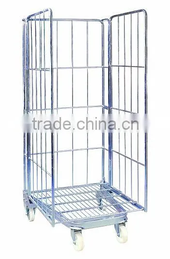 Moveable warehouse storage metal wire mesh trolley