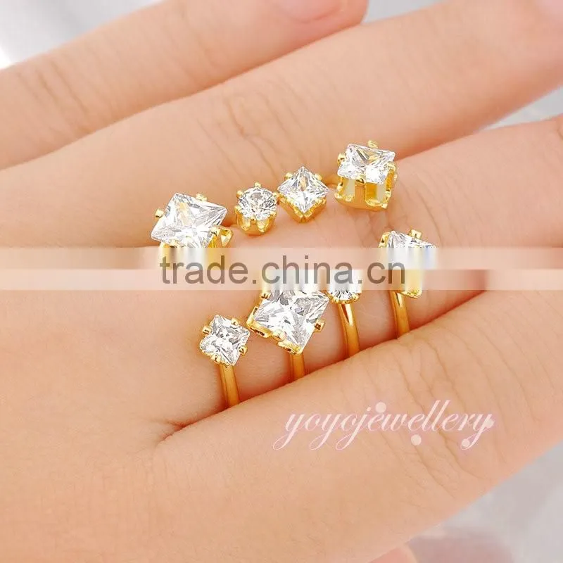 New model adjustble size 18k gold zirocon cuff ring
