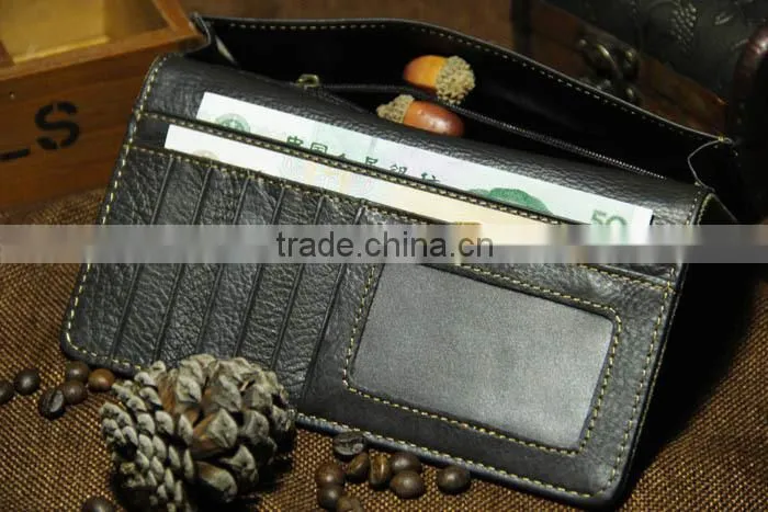 Hot Sell Men's Brown Rugged Canvas & Genuine Leather Bifold Bill Fold Wallet Bag