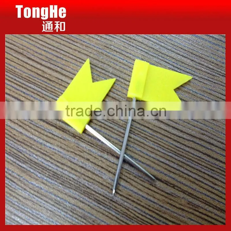Yellow Color Crafts Making Flat Shape Plastic Flag Map Pin