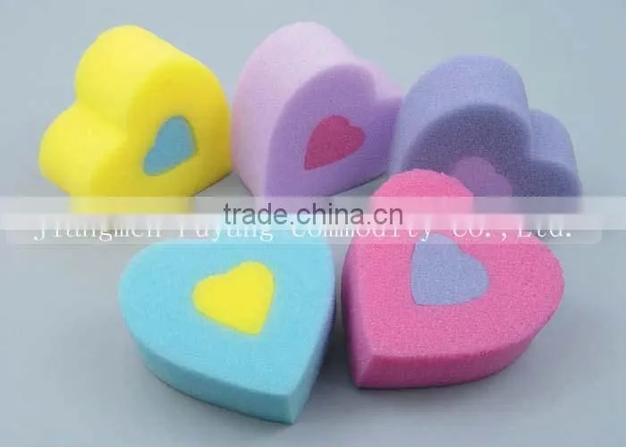 2014 Beautiful Heart Shape Bath Sponge kitchen mesh sponge