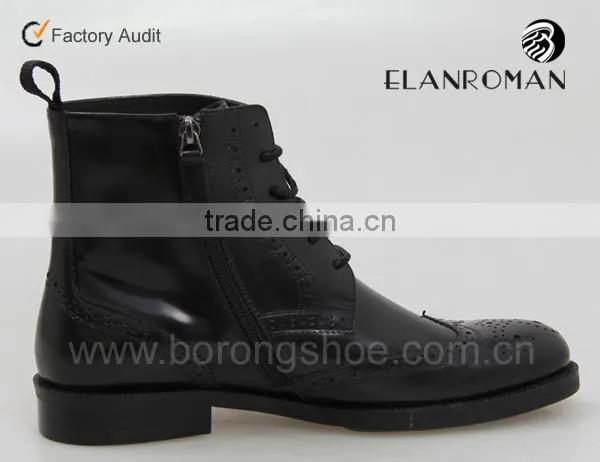 Leather boots men dress boots shoes with zipper