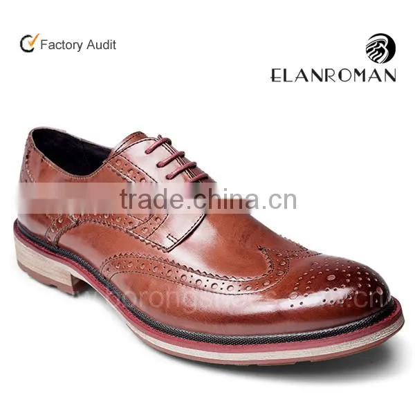 Brogue style leather dress formal shoes for men shoes wingtip shoes in china