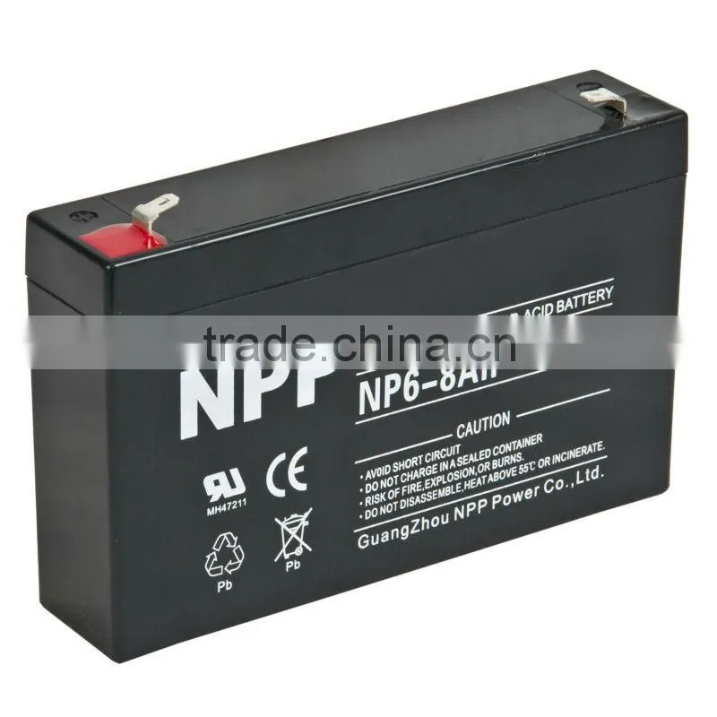 6v8ah maintain free lead acid battery