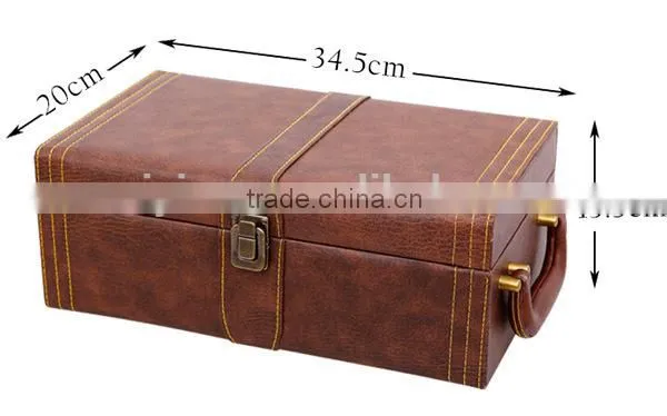 Top Grade Unique Design leather wine box,wine accessories set