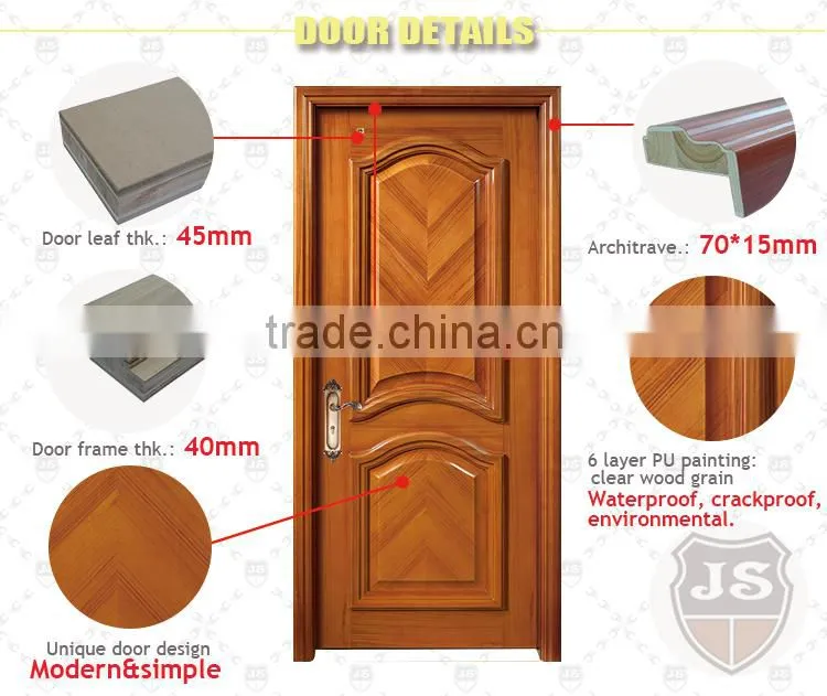 China environmental water-prodf anti-storm sound-proof durable swing 100% Teak solid wood entry door Produced in Guangzhou