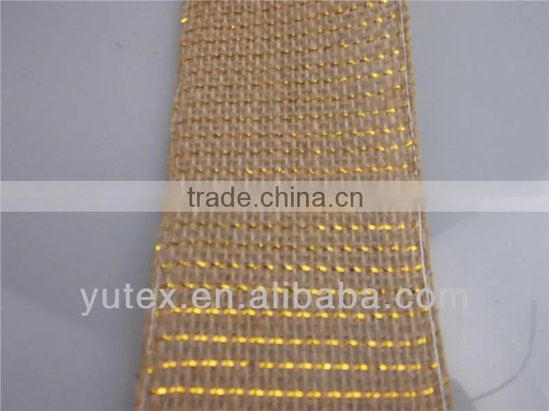 Gold Jute Decorative Fabric with Wired