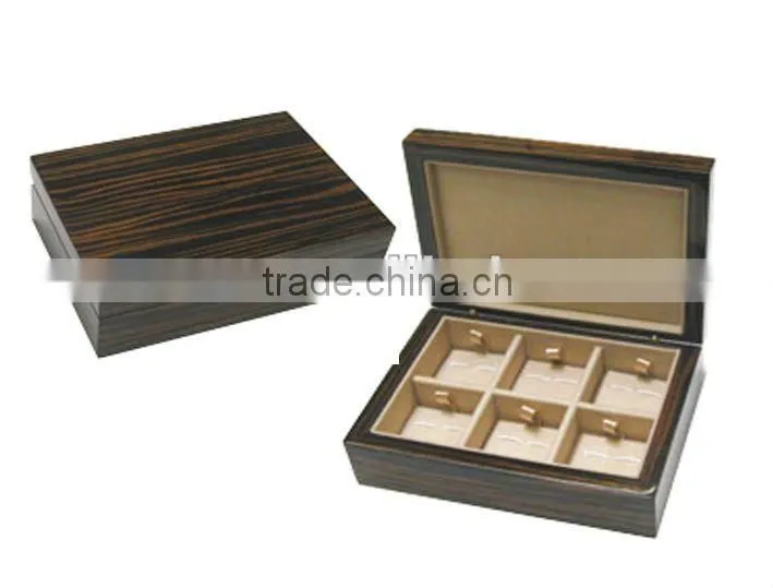 High gloss ebony wooden packing cufflink box