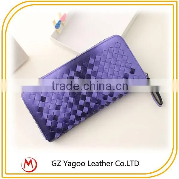 2015 Most Fashion weave calf leather / pu leather wallet