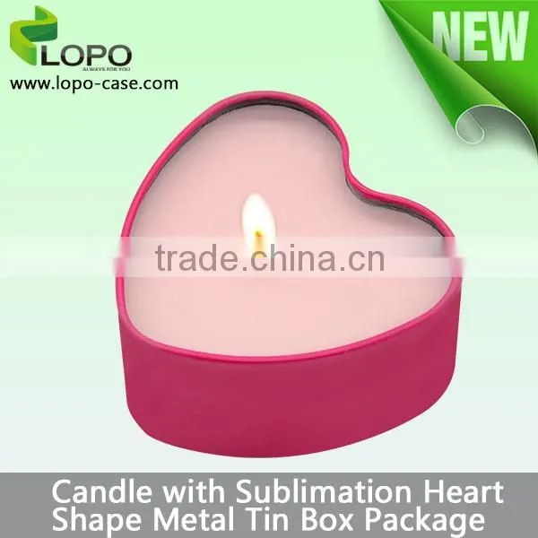 Heart shaped Sublimation Customed Metal Tin candle holder for lovers