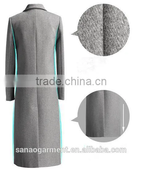 2015 European minimalis mwomen's long wool coat