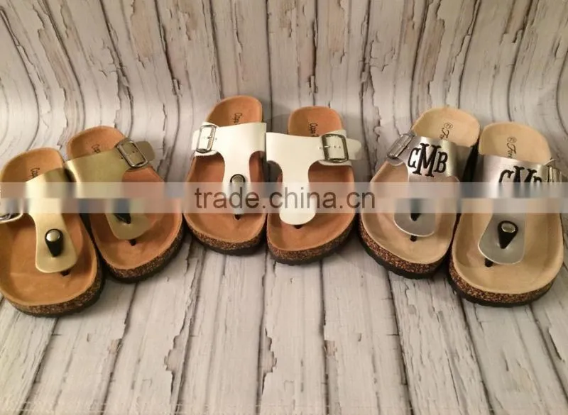 Monogrammed Sandals Personalized T Strap Shoes Womens Birkenstock Style