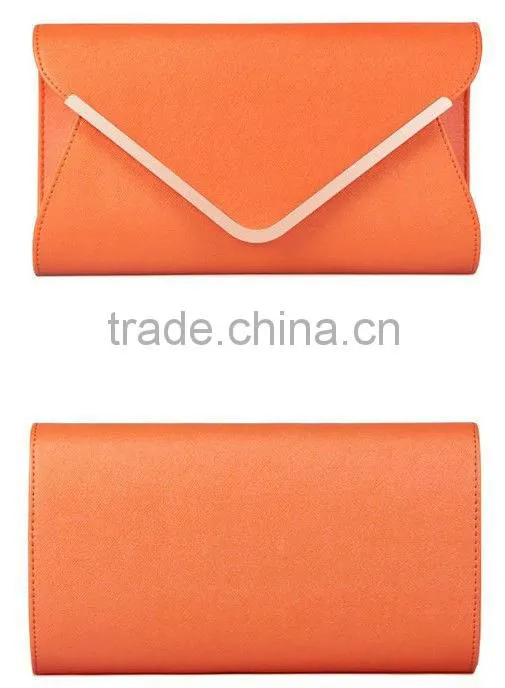 Stylish Blue Brand Plain PU Leather Envelope Clutch