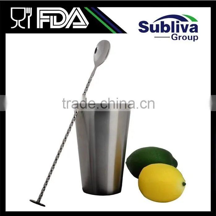 Manufacturer Food Grade 280mm Stainless Steel 304 Metal Disc Tail Bar Spoon