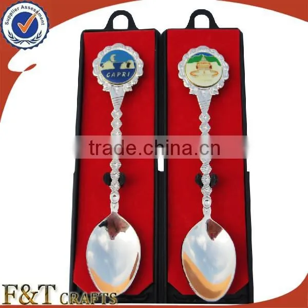 Custom plating nickle bank souvenir spoon for wholesales