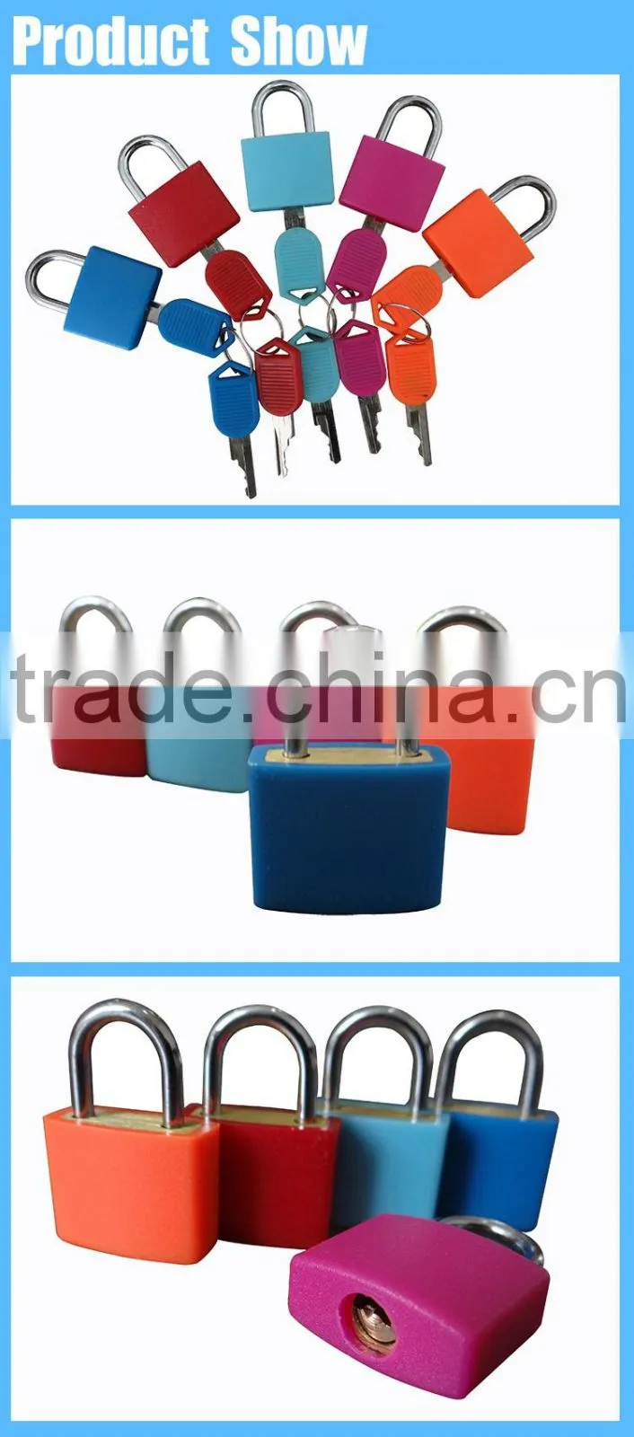 Colorful ABS plastic covered stainless steel padlock manufacturer in China Alibaba hotsale
