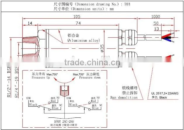 fire proof miniature pressure switch