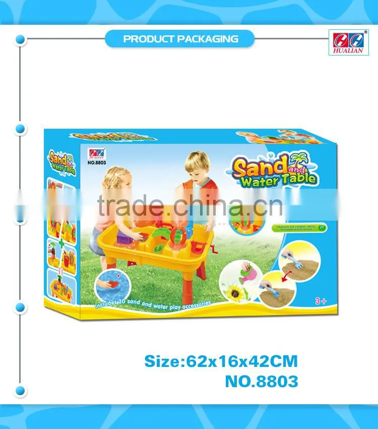 2015 Hot selling Beach Table Natural Sandbox With Plastic Beach Tool Set