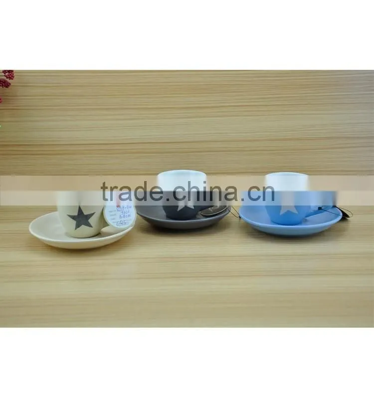 90cc unique shape espresso ceramic tea cup and saucer,promotional gift cup and saucer