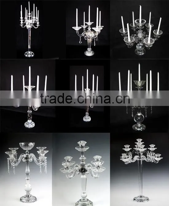Wholesale Clear Crystal Candleholder For Dinner Table Decoration Menorah
