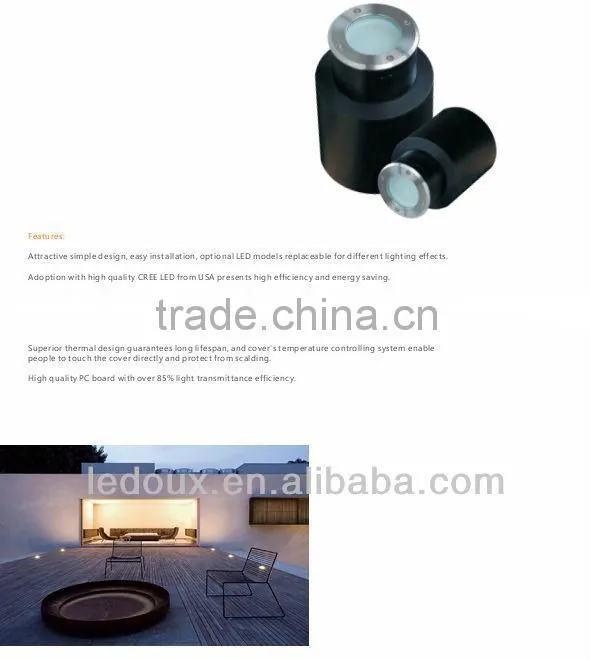 Mini LED outdoor underground light 1W buried light garden light with ground glass stainless steel