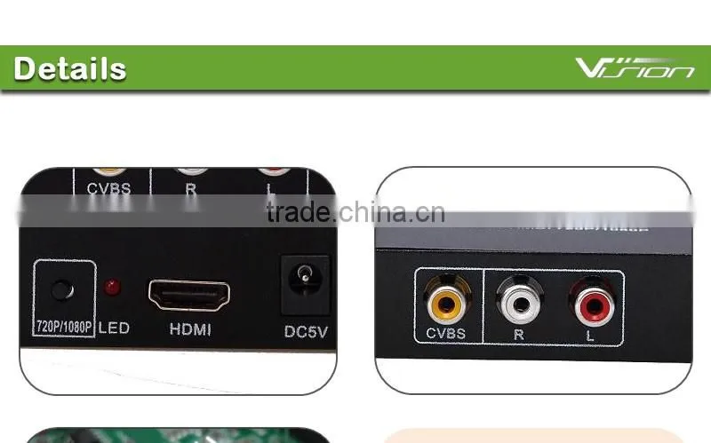 AV Converter (Universal Composite AV to HDMI Up-Scaling Full Size Converter