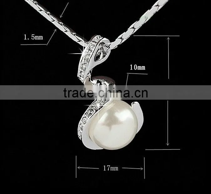 crystal 18k gold pendant pearl necklace