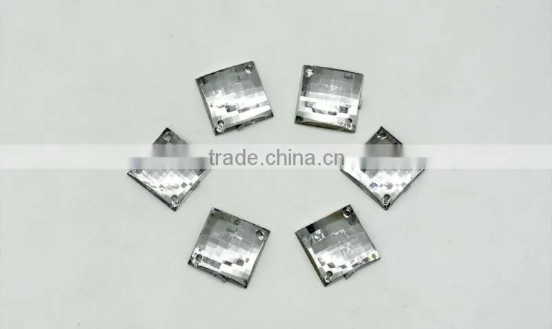 KC2 square 12*12 14*14 flat back sew on acrylic rhinestones for fashion decoration, craft making, garment bags accessories
