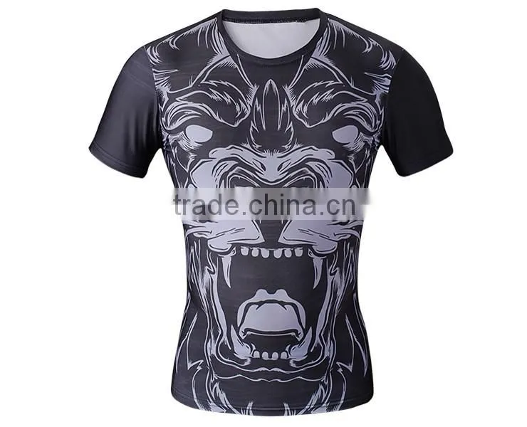 OEM Factory Wholesale High Quality Marvel Superhero Clothes Compression Tights T Shirt 3D Printing Men Tops