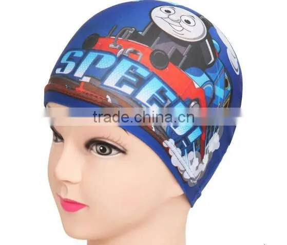 Cute Cartoon Kids children boys girls Lycra fabric swimming cap bathing cap
