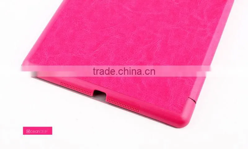 Oceandeep stand ftunction laptop leather custom case for ipad air smart cover case for ipad air accessories