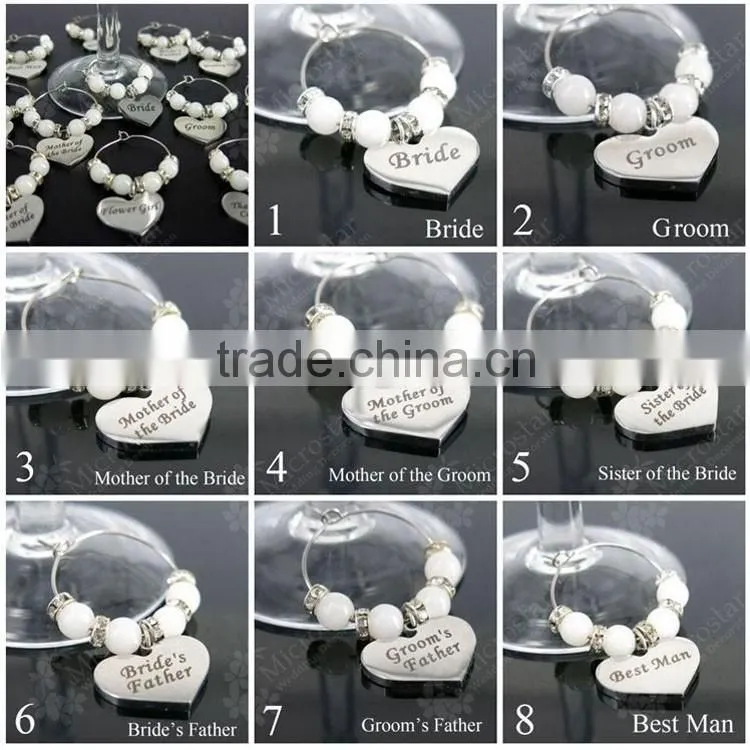 Wedding DIY Decorations French Luxurious Events Table Decorative Crafts Party Supplies Wine Glass Charms